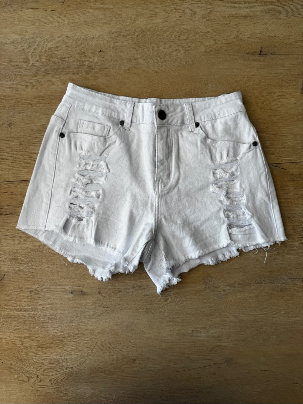White Distressed Women’s Denim Shorts